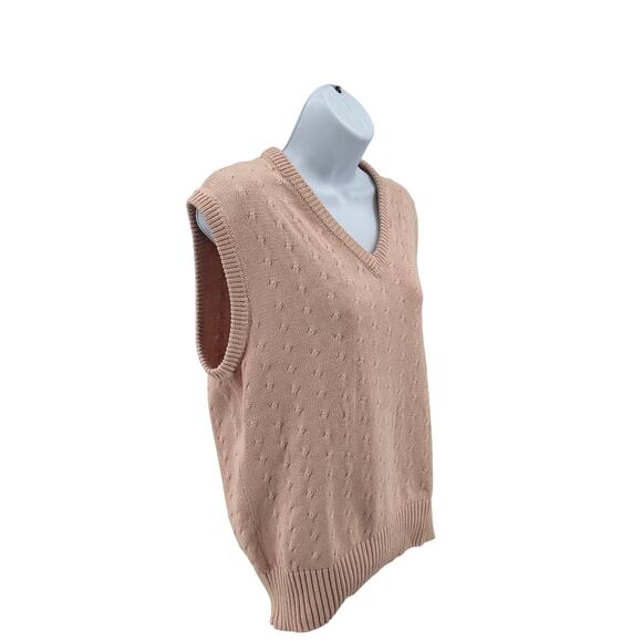 VTG Nordstrom Sweater Vest WMNS Large Pink V-Neck Sleeveless 100% Cotton Preppy - Picture 2 of 6